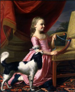 Fiatal hölgy egy madárral és egy kutyával alkotó: John Singleton Copley