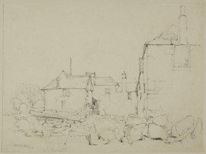 Házak és kőfal, Newlyn alkotó: John Skinner Prout