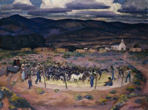 Burros cséplés alkotó: John French Sloan