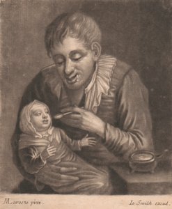 Férfi etető gyermek alkotó: John Smith