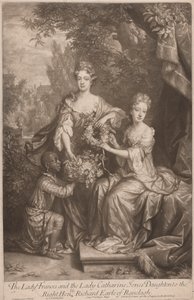 Lady Frances és Lady Catherine Jones lányai jobbra, tisztelt Richard Earl of Ranleagh alkotó: John Smith