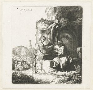 Krisztus és a szamáriai asszony a romok között alkotó: John Smith of Chichester