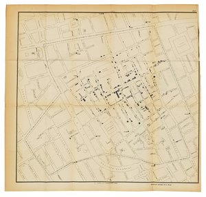Egy térkép "A kolera kommunikációs módjáról", 1855 alkotó: John Snow
