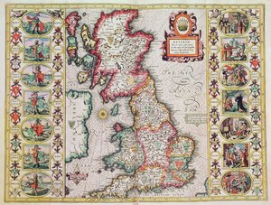 Nagy-Britannia, ahogyan az angol szászok idejében elhatározták, különösen a heptarchia idején (kézzel színezett rézmetszet) alkotó: John Speed