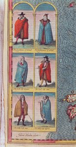 Irish "Types", részlet az Ír Királyságból, vésette Jodocus Hondius (1563-1612), a "Theatre of the Empire of Great Britain", kocsma. John Sudbury és George Humble, 1610 (színes en alkotó: John Speed