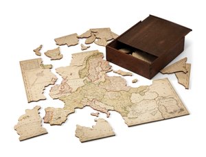 Királyságaira osztott Európa, 1766 körül (kézzel színezett, fára vésett lap)