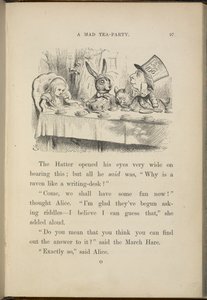 Alice a Mad Hatter teapartiján. alkotó: John Tenniel