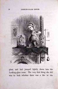 Alice a tükörszobában, illusztráció Lewis Carroll (1833-98) "A tükörben" című művéből.