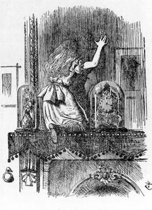 Alice áthalad a tükörben – Lewis Carroll „Alice kalandjai Csodaországban és a nézőüvegen keresztül” című filmjében, John Tenniel (1820-1914) illusztrációja