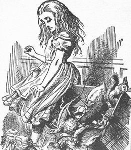 CARROLL, Lewis (1832-1898). Angol író, matematikus és fotós. Alice kalandjai Csodaországban (metszet) alkotó: John Tenniel