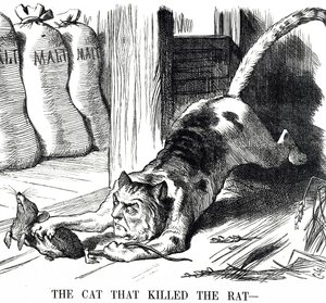 A malátaadó 1880-as eltörlését kommentáló rajzfilm alkotó: John Tenniel