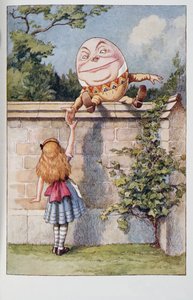 Humpty Dumpty, az Alices Adventures In Wonderland And Through The Looking-Glass And What Alice Found There című könyvből, Lewis Carroll (1832 - 98), megjelent 1911-ben (színes litográfia).
