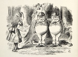 Tweedledum és Tweedledee, illusztráció a Through the Looking Glass-ból, Lewis Carroll (1832-98), 1872 alkotó: John Tenniel