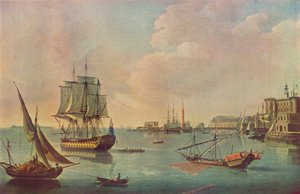 English Men o War in Malta Harbour in Malta Harbour, c1805 alkotó: John Thomas Serres