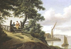 Szerelmesek egy kapu mellett alkotó: John Thomas Serres