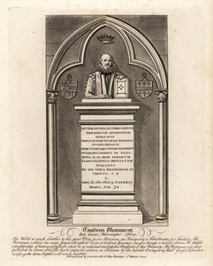 Az 1623-ban elhunyt Erzsébet-kori antikvárius és hírnök, William Camdem síremléke a Westminster Abbey Poets Cornerben