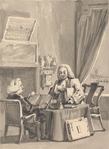 Hogarth felkéri védnökét, Hoadley püspököt, hogy nézze át SM-ét. "A szépség elemzése" alkotó: John Thomas Smith