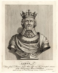 I. Jakab angol király a whitehall bankettterem bejárata feletti bronz mellszobrról készült alkotó: John Thomas Smith