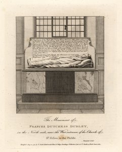 Lady Frances Knivetonnak, Dudley hercegnőjének, Sir Gilbert Kniveton feleségének emlékműve a St Giles in the Fields templomban