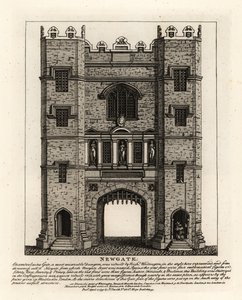 Newgate, 1672-ben a londoni tűzvész után újjáépített, három figurával: Igazságosság, Erősség és Megfontoltság az egykori kapuból, amelyet Richard Wittington londoni polgármester épített.