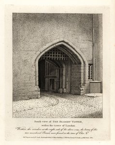 Déli kilátás a Bloody Towerre a londoni Towerben alkotó: John Thomas Smith