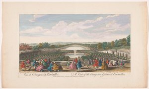 Kilátás a narancsfákra a Versailles-i palota Orangerie-je előtt Kilátás a versailles-i narancsfás kertre (cím a tárgyon)