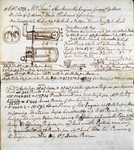 A Sans Pareil részletei a Rastricks jegyzetfüzetből, Rainhill Trials, 1829 alkotó: John Urpeth Rastrick