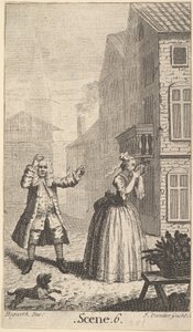 Moliere Sganarelle című művének előlapja, ou le Cocu Imaginaire The Imaginary Cuckold, kb. 1732. alkotó: John Vandergucht
