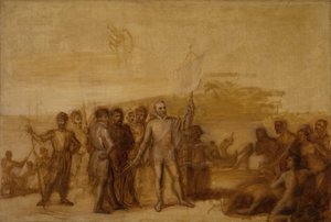 Kolumbusz partraszállása, kb. 1840.