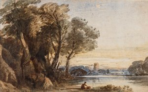 Capriccio táj, 1830 körül (wc gumiarábikummal papíron) alkotó: John Varley
