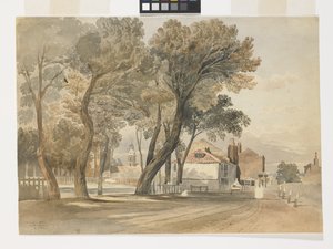Vázlat a természetből a Temzén (Chelsea) (akvarell ceruzával, fehér papíron) alkotó: John Varley