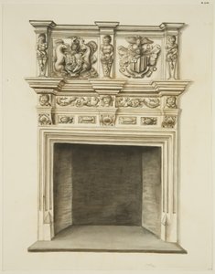 Kéménydarab Sir John Knight egykori rezidenciájában, a Temple Streeten (ceruza és akvarell papíron) alkotó: John W. Brett