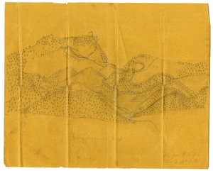 A Cumberland Gap ceruzaillusztrációja, 1862-1865 körül alkotó: John W. Hopte