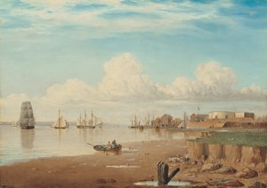 Hajók a Humberen és a déli tömbház, 1830-as évek eleje (olaj, tábla)