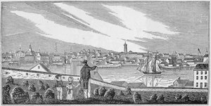 Charlestown déli képe, a „Massachusetts Történelmi Gyűjteményéből”, John Warner Barber, metszett S. E. Brown, 1839