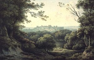 Távoli kilátás a windsori kastélyra alkotó: John Warwick Smith