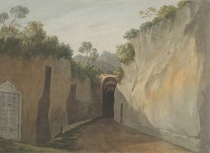 Posillipo barlangjának bejárata, Nápoly, 1778-79. alkotó: John Warwick Smith