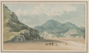 Kilátás a Fraeth Mawr Sandsra, Snowdon felé, a Penmorsa és Cynant közötti átkelésre, Merionethshire, 1795. július 21. (wc papíron)