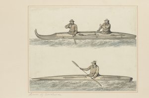 30: Onalaska kenuja, Cook kapitány utolsó, 1773-84 körüli utazását illusztráló akvarellsorozatból (wc papíron) alkotó: John Webber
