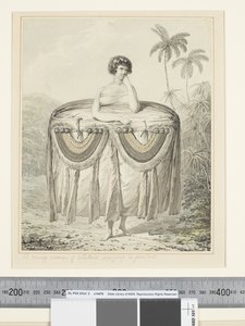 F.12 Egy Otaheitei fiatal nő ajándékot hoz, 1773-84 körül (akvarell) alkotó: John Webber