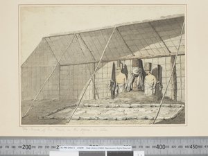 F.18 A ház belseje, a Moraiban, Atooiban, 1773-84 körül (akvarell) alkotó: John Webber