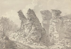 Hob Thursts Houses, Monsoldale, Derbyshire alkotó: John Webber