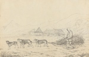 A Narta vagy szánkó Kamcsatkában alkotó: John Webber