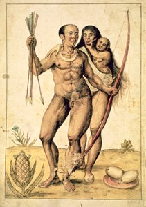 Egy indián család, 1585-87 körül (akvarell papíron)
