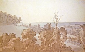 Egy kilátás a Bridewellnél (toll és tinta, valamint kék és szürke mosás a papíron) alkotó: John White Abbott