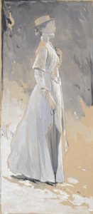 Fiatal nő fehér ruhában: Miss Cynthia alkotó: John White Alexander