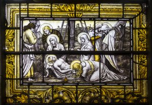 Oxford, Trinity College, James Powell & Sons, John William Brown (1842-1928), The Deposition, 1885 alkotó: John William Brown