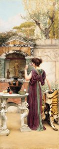 A kerti szentélyben, Pompejiben alkotó: John William Godward