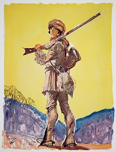 Davy Crockett (színes litográfia) alkotó: John William Jr. Thomason