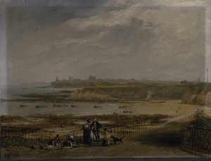 Cullercoats Tynemouth felé néz - Ebb dagály alkotó: John Wilson Carmichael